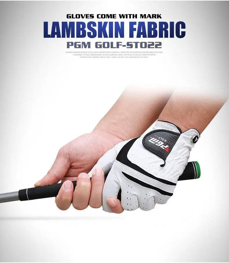 Men Golf Gloves White Breathable Kid-lambskin Genuine Leather Sport Hand Glove Wear Single Left Right Handed Batting ST022