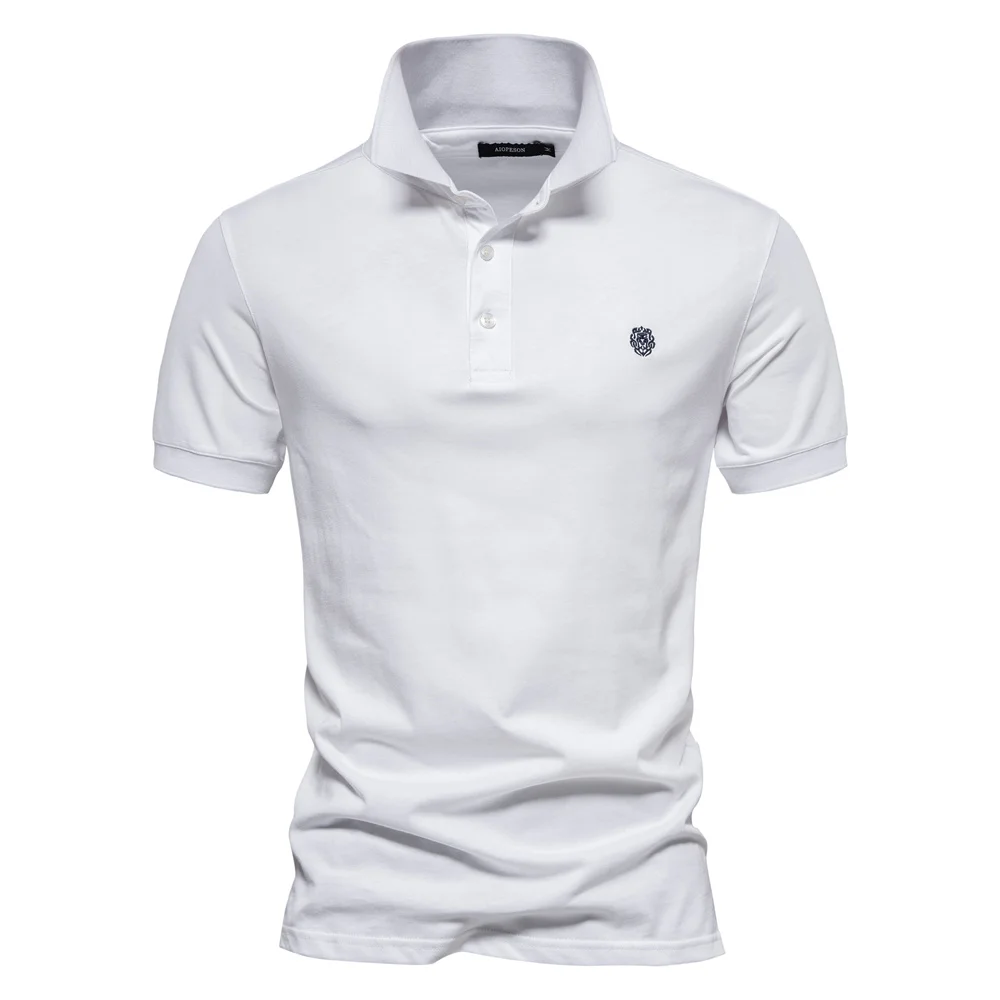AIOPESON 100% Cotton Embroidery Men's Polo Shirts Solid Color Short Sleeve Polo Shirts for Men New Summer Brand Social Polos Men