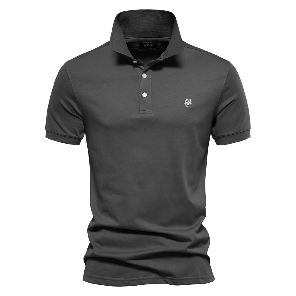 AIOPESON 100% Cotton Embroidery Men's Polo Shirts Solid Color Short Sleeve Polo Shirts for Men New Summer Brand Social Polos Men
