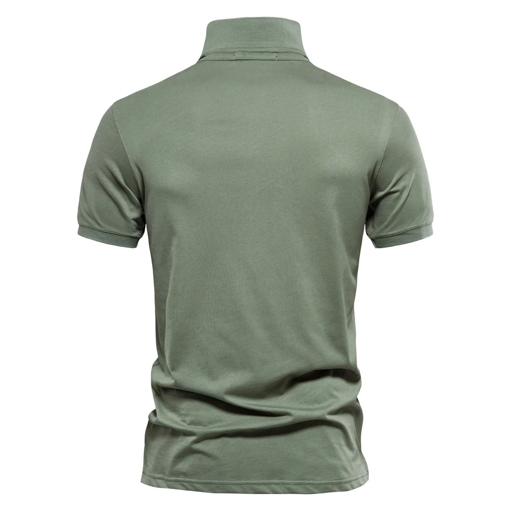 AIOPESON 100% Cotton Embroidery Men's Polo Shirts Solid Color Short Sleeve Polo Shirts for Men New Summer Brand Social Polos Men