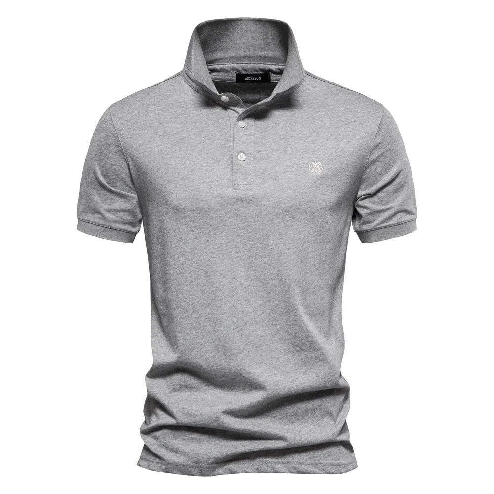 AIOPESON 100% Cotton Embroidery Men's Polo Shirts Solid Color Short Sleeve Polo Shirts for Men New Summer Brand Social Polos Men