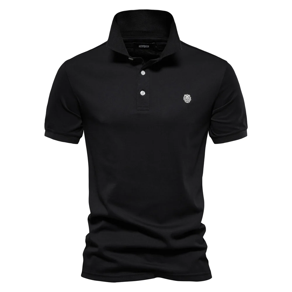 AIOPESON 100% Cotton Embroidery Men's Polo Shirts Solid Color Short Sleeve Polo Shirts for Men New Summer Brand Social Polos Men