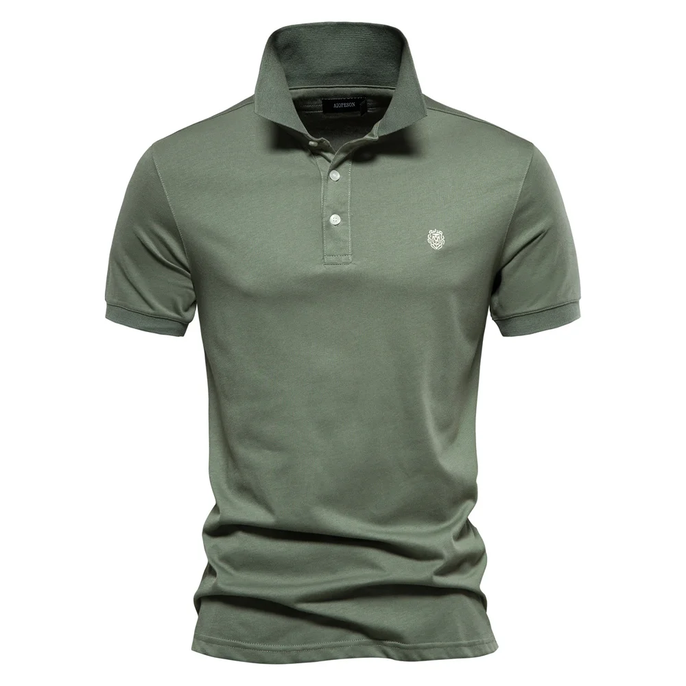 AIOPESON 100% Cotton Embroidery Men's Polo Shirts Solid Color Short Sleeve Polo Shirts for Men New Summer Brand Social Polos Men