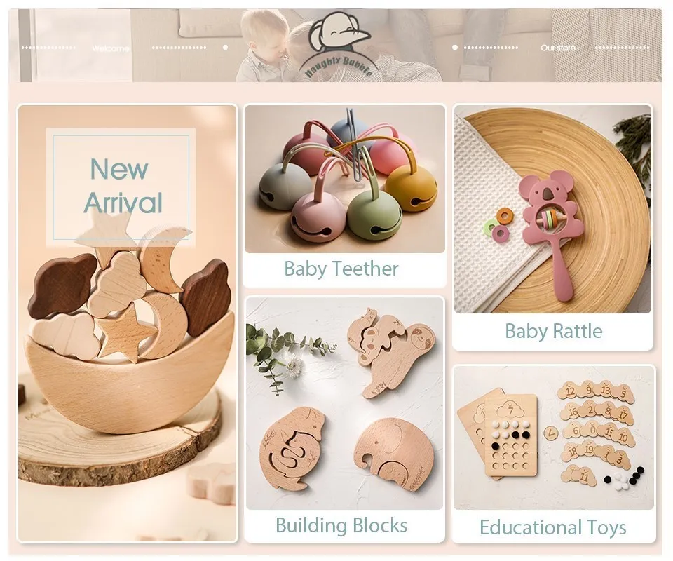 Beech Wood Chew Bead Pacifier Clips Dummy Chain Holder Newborn Soother Chains Nipple Holder For Babies Teething Toy Baby Chew