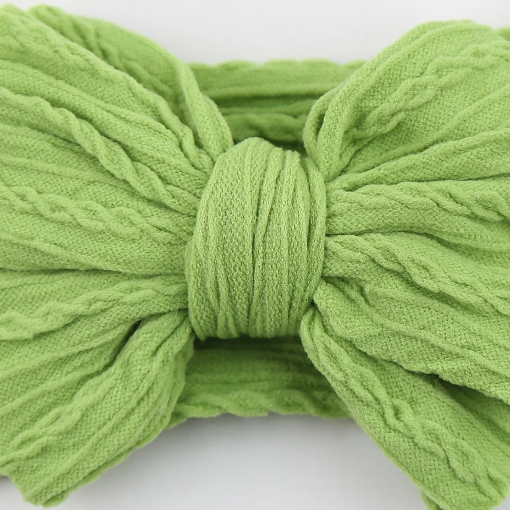 20Pcs/Lot Solid Cable Bow Baby Turban Headband Kids Nylon Layers Elastic Headwraps Newborn Boy Girl Hair Band Accessories