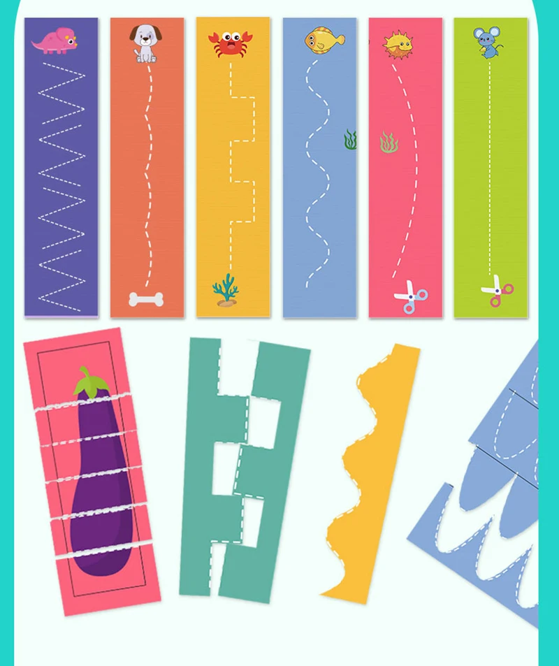 Preschool Cutting Pasting Cut Lines Fruits Animals Paper Projects Kids Learn Scissor Skills Activity Book & Safe Scissors