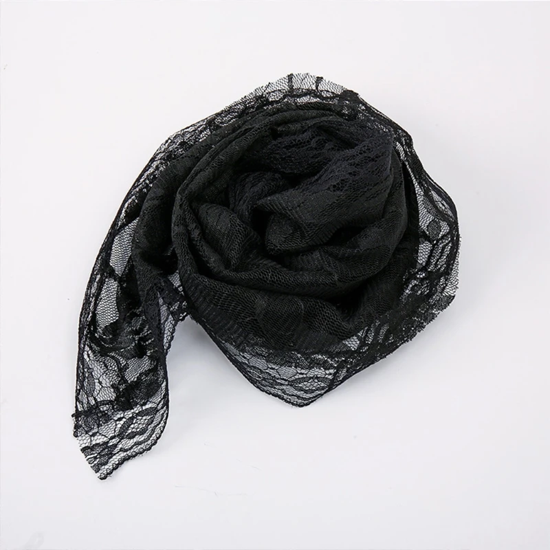 Lace Mantilla Veil Soft and Comfortable 2 Colors Black and White Spanish Style Rose Lace Veil Head Covering D Shape