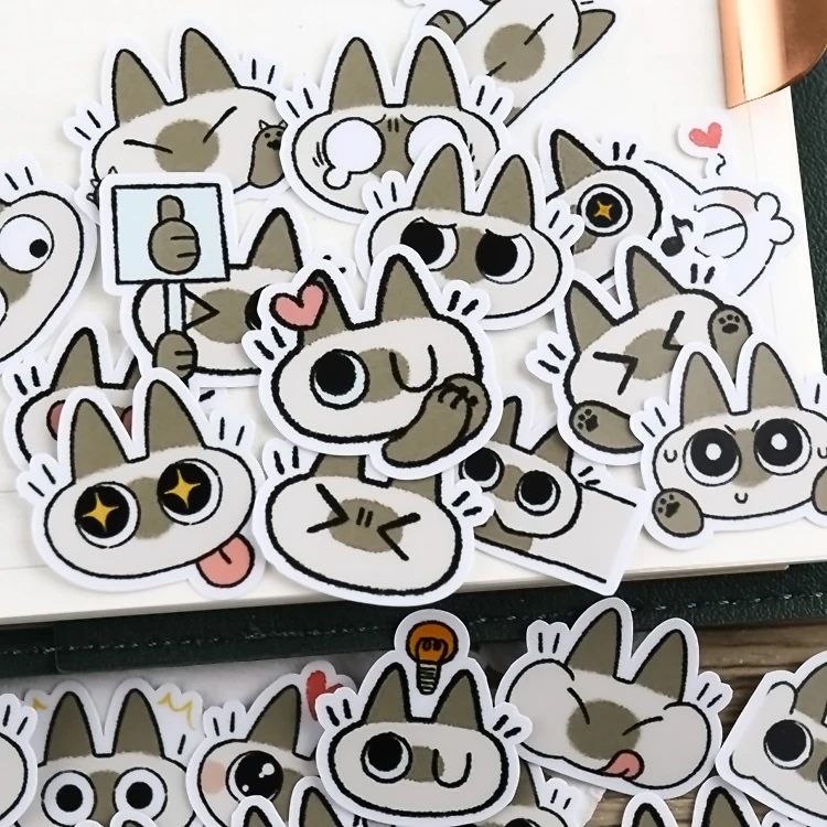44pcs Cute Hand Account Cartoon Cat Stickers Hand Account Net Red Diy Album Ins Decoration Material