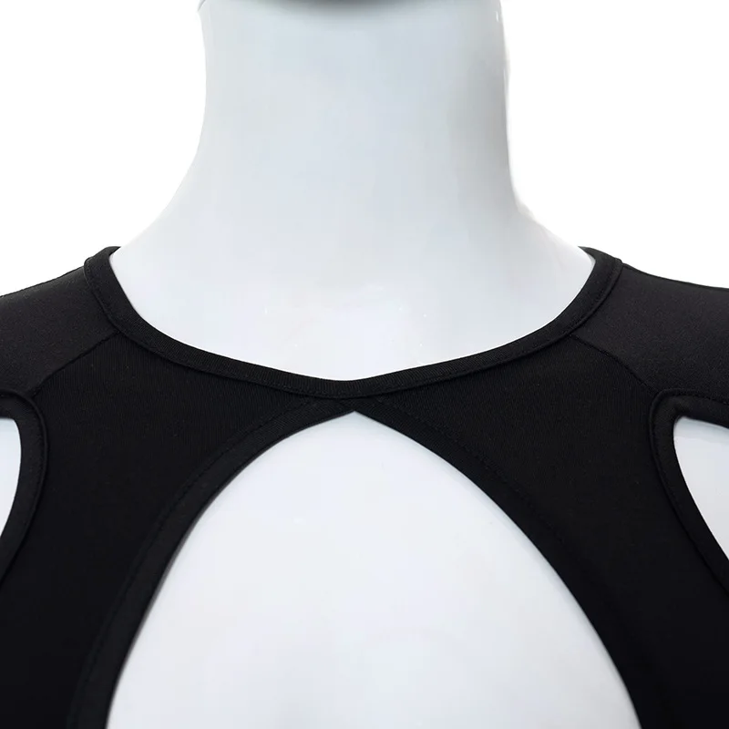 Side with Me 2024 Summer Long Sleeve Cropped Corset Women Top Sexy Aesthetic Club O Neck Fairy Grunge Black Women's T-Shirt