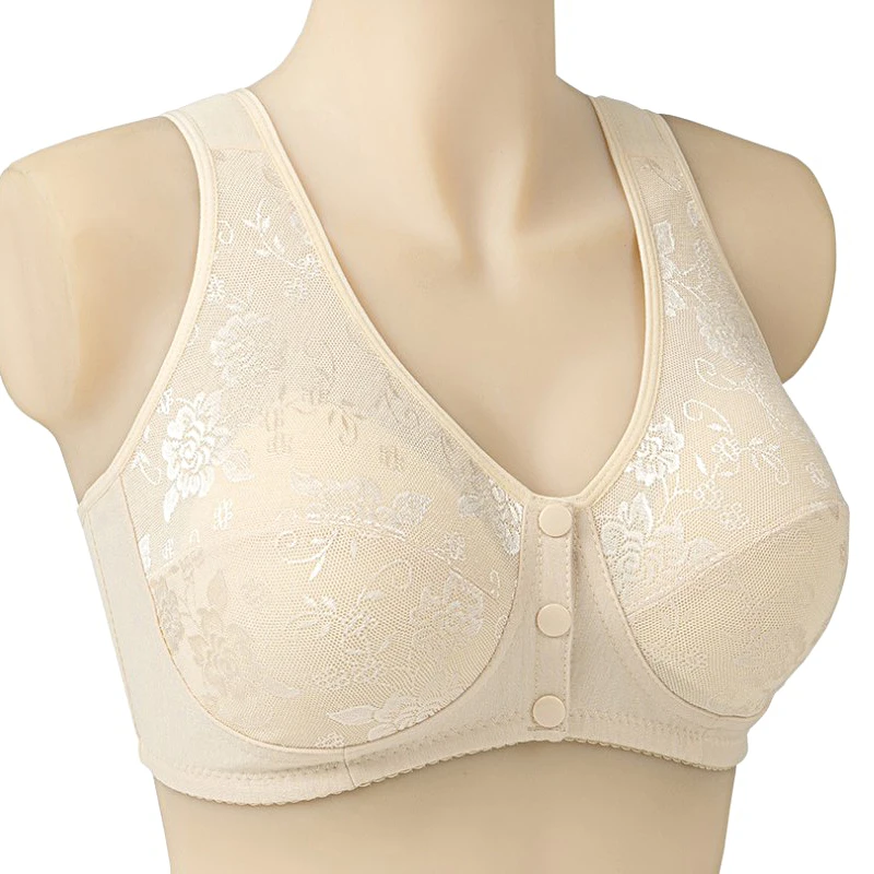 Comfortable Soft Cotton Bra Women Front Closure Camisole Bras Big Size 36-46 AB Cup Middle Age Women Everyday UnderWear