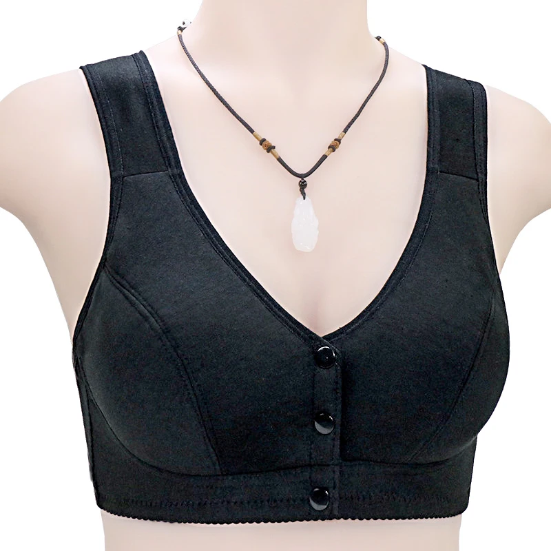 Comfortable Soft Cotton Bra Women Front Closure Camisole Bras Big Size 36-46 AB Cup Middle Age Women Everyday UnderWear