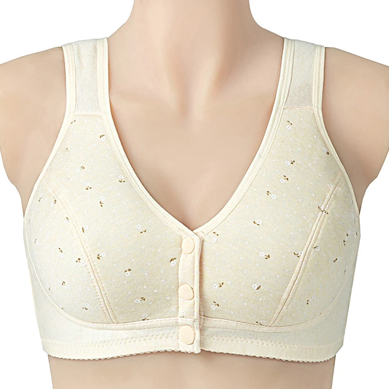 Comfortable Soft Cotton Bra Women Front Closure Camisole Bras Big Size 36-46 AB Cup Middle Age Women Everyday UnderWear