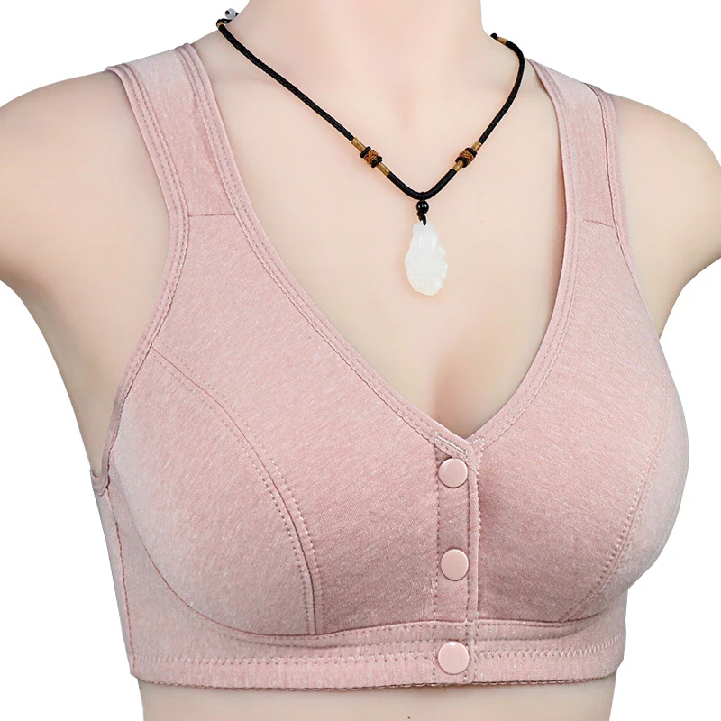 Comfortable Soft Cotton Bra Women Front Closure Camisole Bras Big Size 36-46 AB Cup Middle Age Women Everyday UnderWear