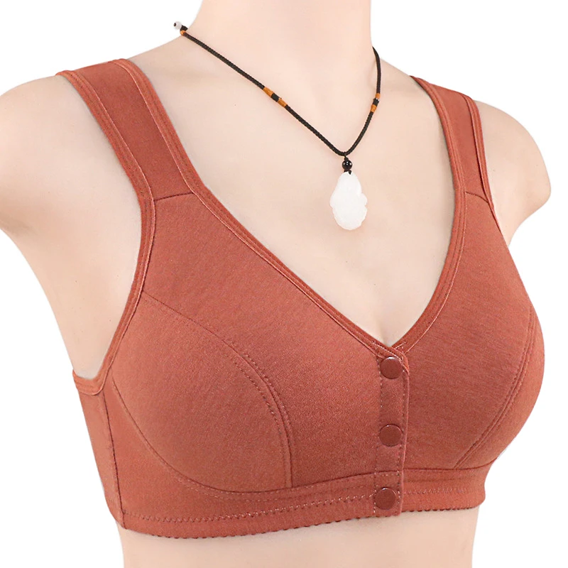 Comfortable Soft Cotton Bra Women Front Closure Camisole Bras Big Size 36-46 AB Cup Middle Age Women Everyday UnderWear