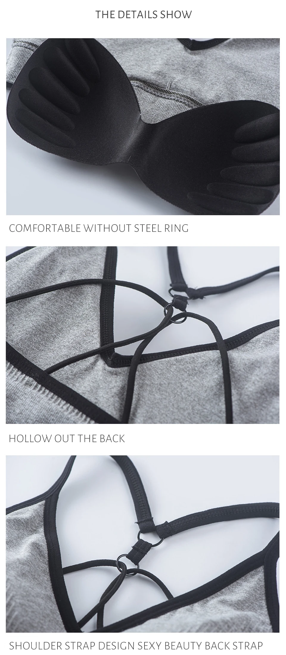 New Women's Cotton For Underwear Set Letter Sports Bra  Seamless Female Underwear Comfort No Steel Ring Suit Solid Color Chest