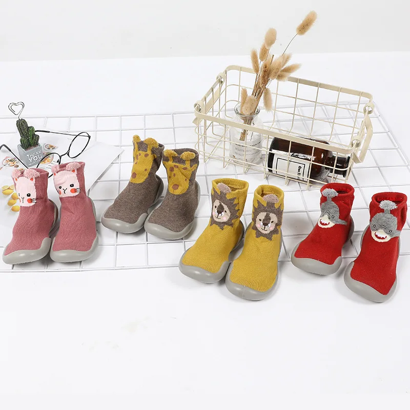 Baby Shoes Toddler First Walkers Infant Boys Girls Kids Rubber Soft Non-Slip Sole Floor Barefoot Casual Shoes Knit Booties