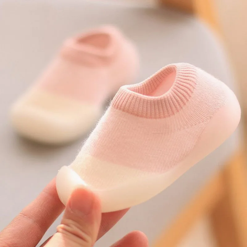 Baby Shoes Toddler First Walkers Infant Boys Girls Kids Rubber Soft Non-Slip Sole Floor Barefoot Casual Shoes Knit Booties