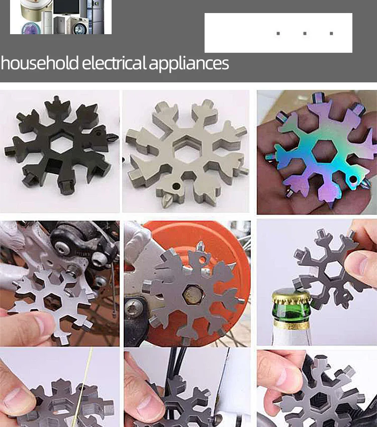 Multi-Functional Snowflake Wrench Tool Steel Octagonal Inner Hexagonal Lightweight Portable 18-in-1 Mini Universal Wrench