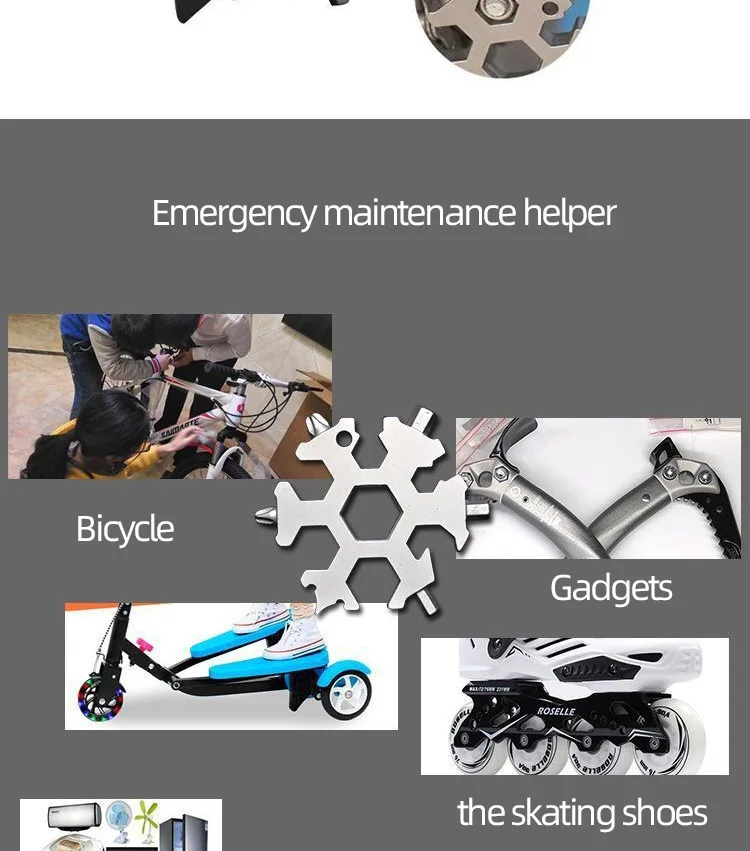 Multi-Functional Snowflake Wrench Tool Steel Octagonal Inner Hexagonal Lightweight Portable 18-in-1 Mini Universal Wrench