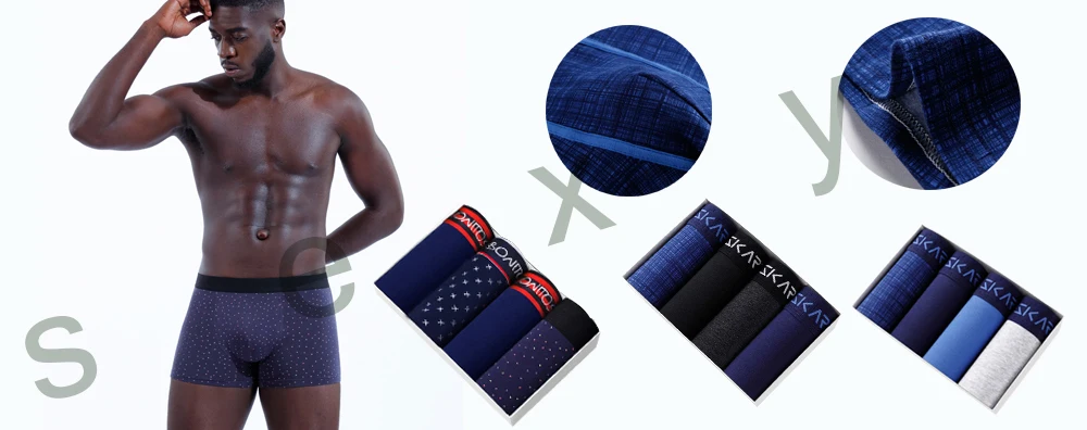 4pcs Man Underwear Cotton Boxer Shorts Sexy Underpants Slip Mens Boxershorts Men's Panties Pack Brand