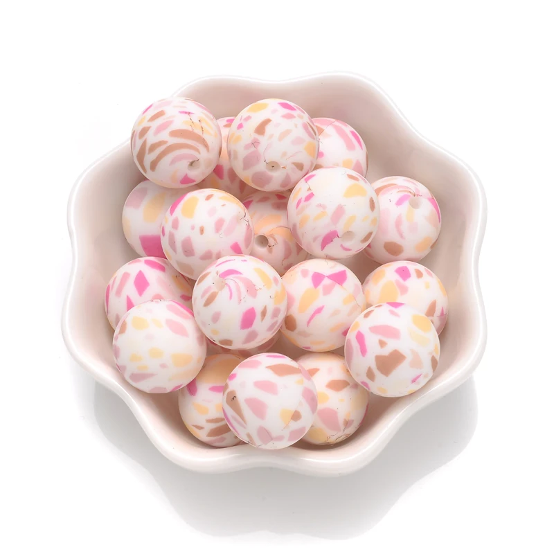 15mm 10Pcs Teether Silicone Beads Leopard Print Round Teething Beads For Baby Pacifier Chain Dummy Holder Clip DIY Necklace