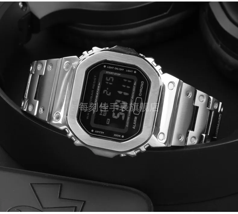 For Casio G-SHOCK metal case strap stainless steel Suit DW5600/GW-M5610/5000 GW-B5600 Modified Cool style Golden black watchband
