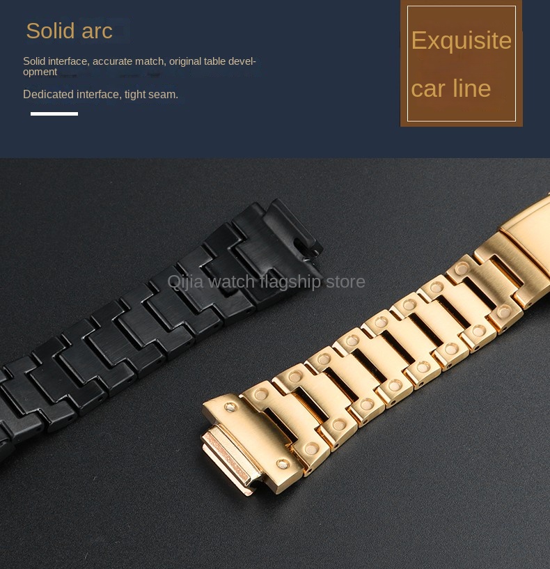 For Casio G-SHOCK metal case strap stainless steel Suit DW5600/GW-M5610/5000 GW-B5600 Modified Cool style Golden black watchband