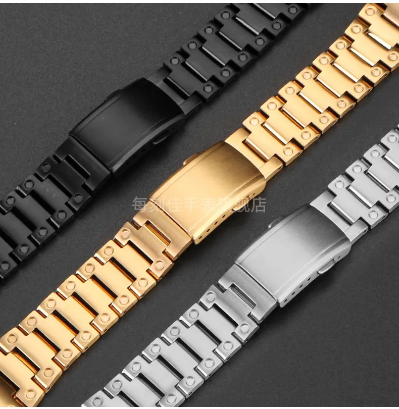 For Casio G-SHOCK metal case strap stainless steel Suit DW5600/GW-M5610/5000 GW-B5600 Modified Cool style Golden black watchband