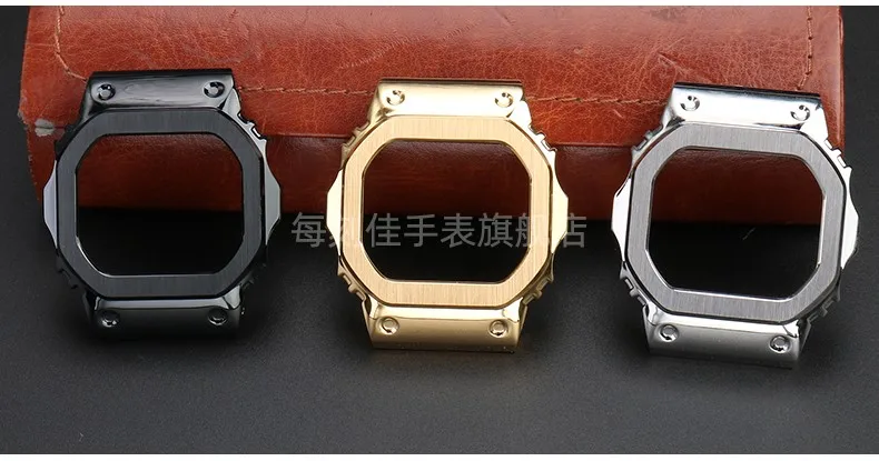 For Casio G-SHOCK metal case strap stainless steel Suit DW5600/GW-M5610/5000 GW-B5600 Modified Cool style Golden black watchband
