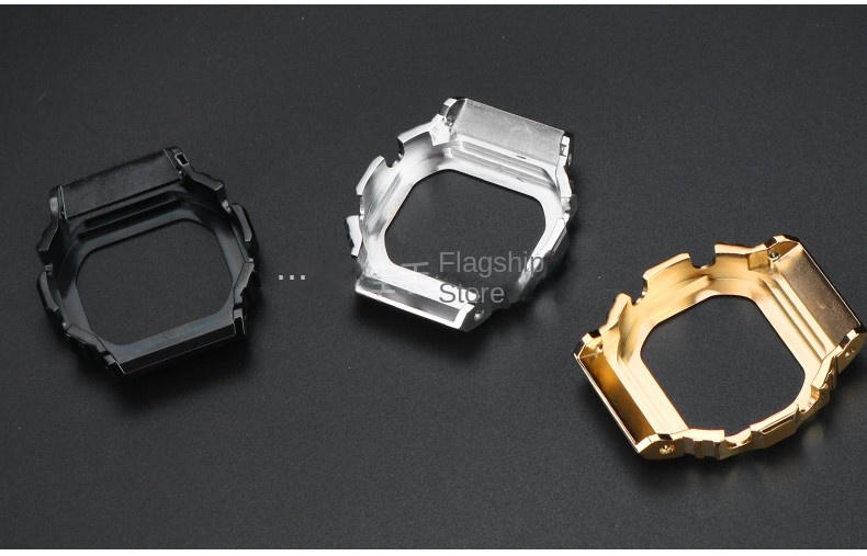 For Casio G-SHOCK metal case strap stainless steel Suit DW5600/GW-M5610/5000 GW-B5600 Modified Cool style Golden black watchband
