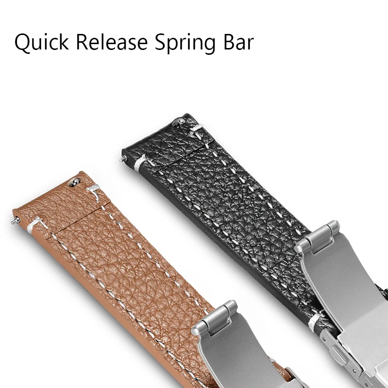 Soft Leather Watchband Brown Black 18mm 20mm 22mm 24mm Smart Watch Band Women Men Bracelet Cowhide Strap Deployment Clasp