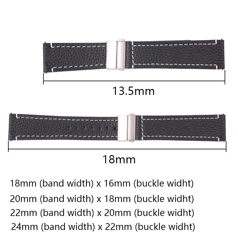 Soft Leather Watchband Brown Black 18mm 20mm 22mm 24mm Smart Watch Band Women Men Bracelet Cowhide Strap Deployment Clasp