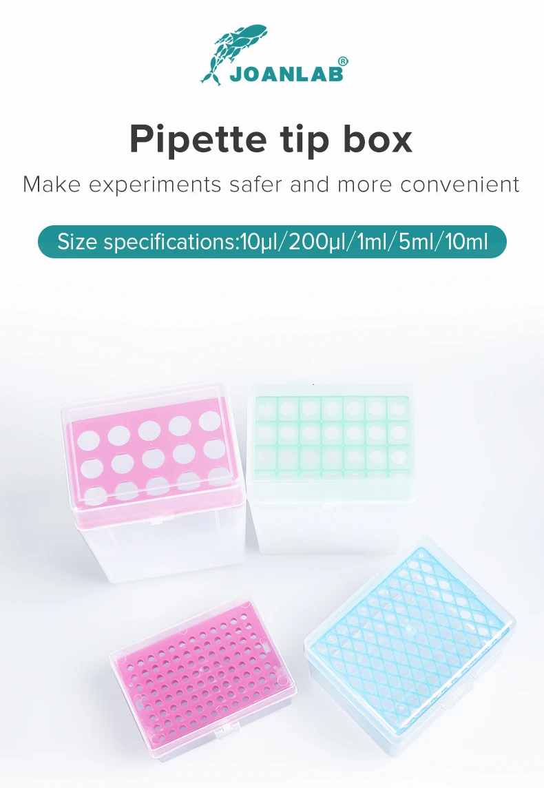 JOANLAB Laboratory Pipette Tip Box 10ul 200ul 1ml 5ml 10ml Micropipette Plastic Pipette Box Laboratory Equipment Supplies