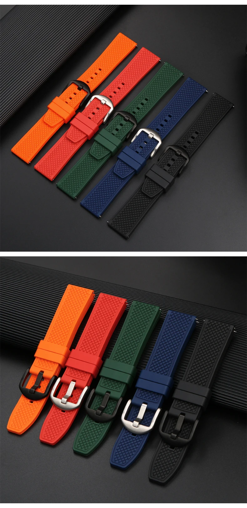 Rubber Watchband For Seiko IWC Rolex Waffle Strap Bracelets Fashion Universal Mens Diver Silicone Sports Watch Band 20mm 22mm