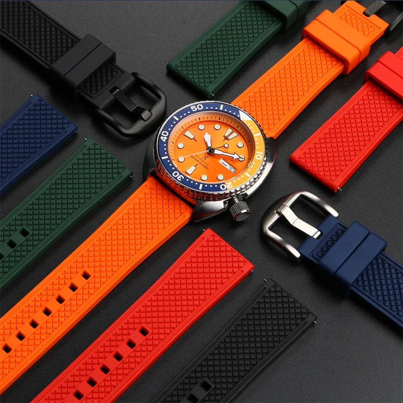 Rubber Watchband For Seiko IWC Rolex Waffle Strap Bracelets Fashion Universal Mens Diver Silicone Sports Watch Band 20mm 22mm