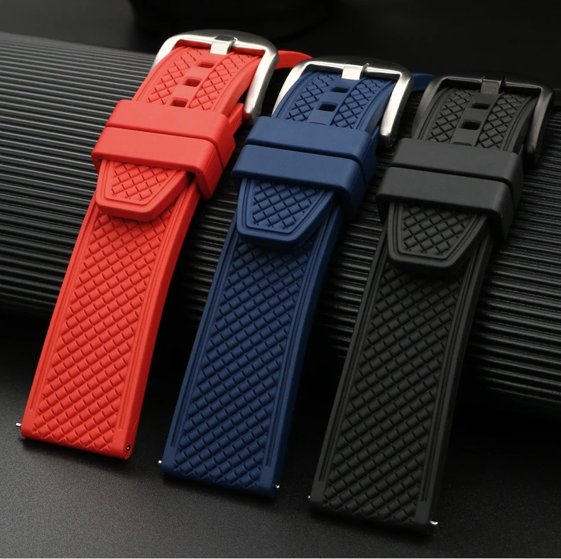 Rubber Watchband For Seiko IWC Rolex Waffle Strap Bracelets Fashion Universal Mens Diver Silicone Sports Watch Band 20mm 22mm
