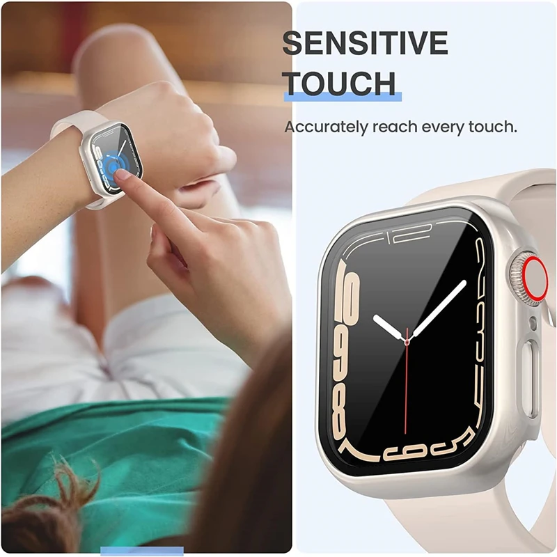 Glass+Cover for Apple Watch Case 8 7 6 SE 5 9 iWatch Accessory Screen Protector Apple Watch Series 44mm 45mm 41mm 40mm 42mm 38mm