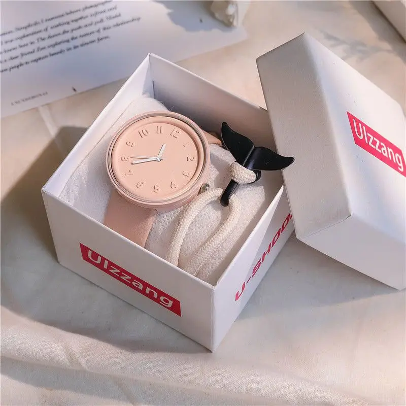 Fashion Makaron Simple Women's Quartz Watch Ins High Beauty Student Man And Women Style Round Leisure Vintage Wristbatch