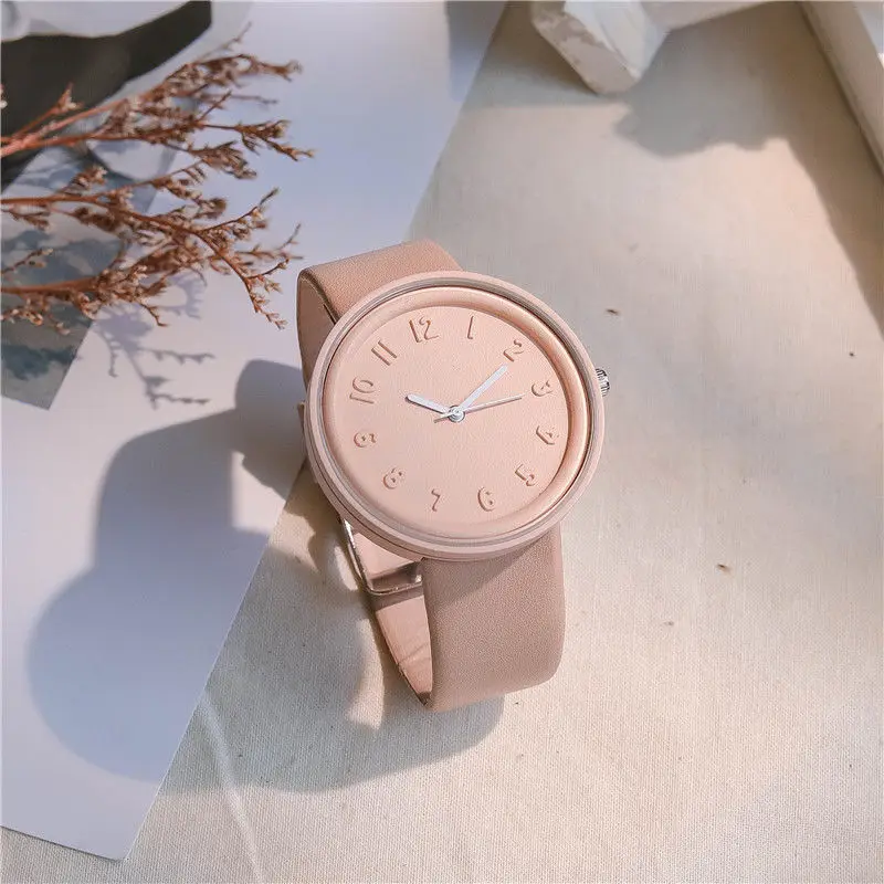 Fashion Makaron Simple Women's Quartz Watch Ins High Beauty Student Man And Women Style Round Leisure Vintage Wristbatch
