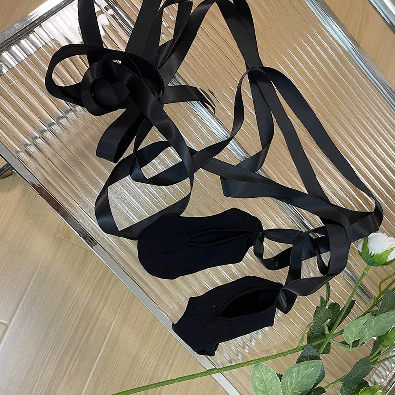 Lolita DIY Ripped Straps Lace Ballet Boat Socks Cotton Sweet Bow Tie JK Sock Y2k Sexy Low Cut Socks Invisible Japanese Stockings