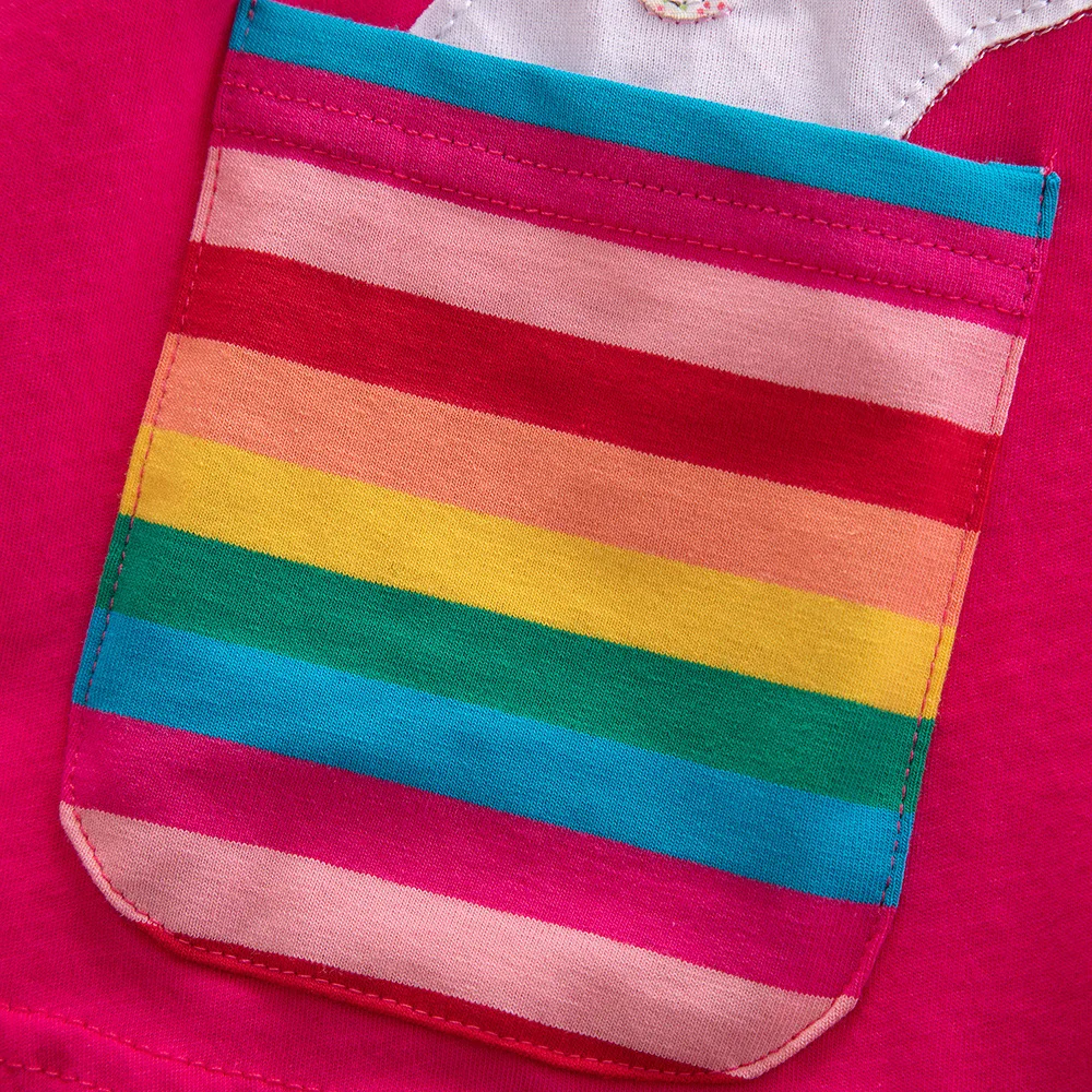 Girls' Short Sleeve Unicorn Dress New Summer Embroidered Two Pockets Rainbow Sleeve Children's SH81035