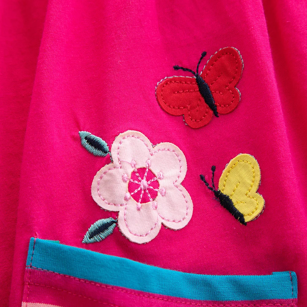 Girls' Short Sleeve Unicorn Dress New Summer Embroidered Two Pockets Rainbow Sleeve Children's SH81035
