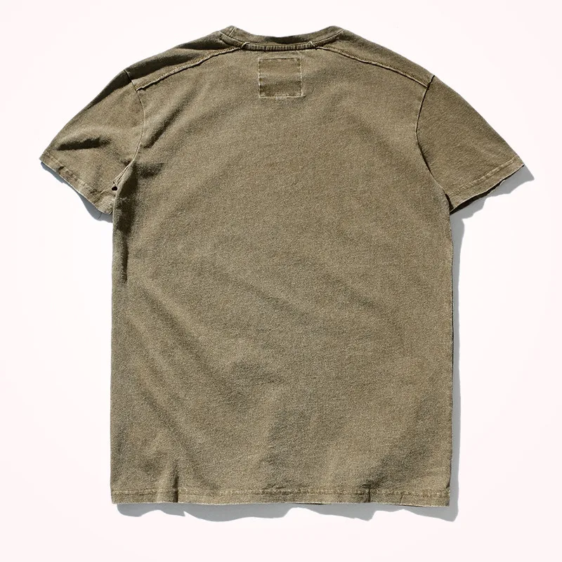 2023 Summer New American Street Short-sleeved O-neck Printed T-shirt Men's Fashion Pure Cotton Casual Washed Old Bottoming Tops