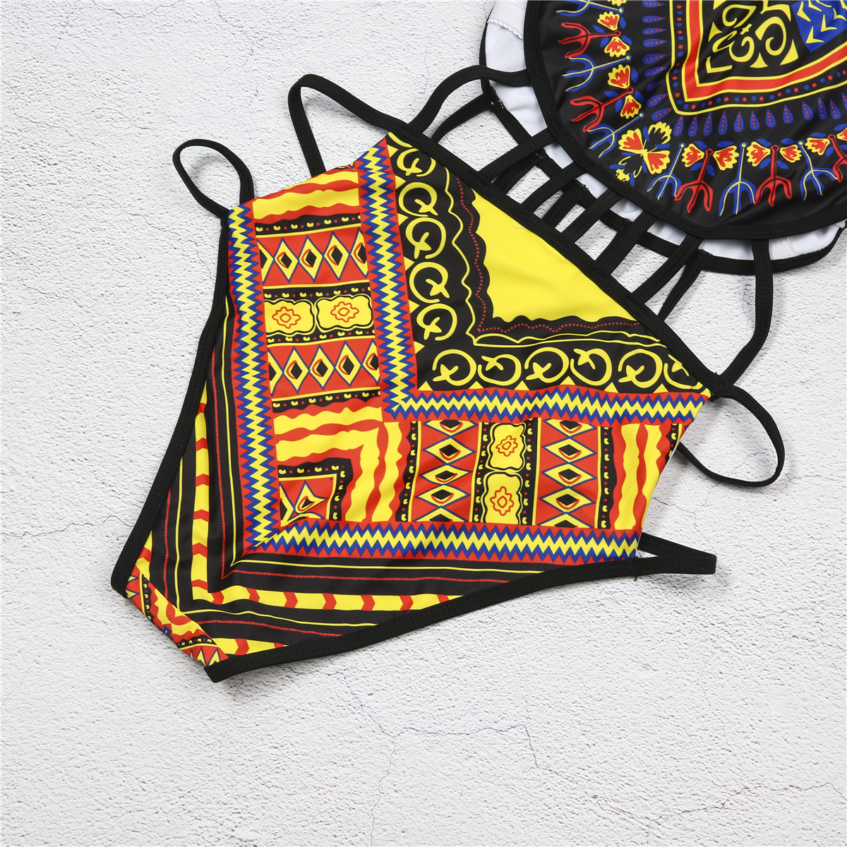 Women Ethnic Floral One-Piece Swimsuit African Bathing Suit High Waist Print Cover Up Bikini Set Vintage Sexy Swimwear Beachwear