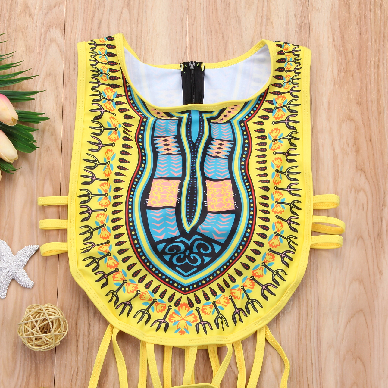 Women Ethnic Floral One-Piece Swimsuit African Bathing Suit High Waist Print Cover Up Bikini Set Vintage Sexy Swimwear Beachwear