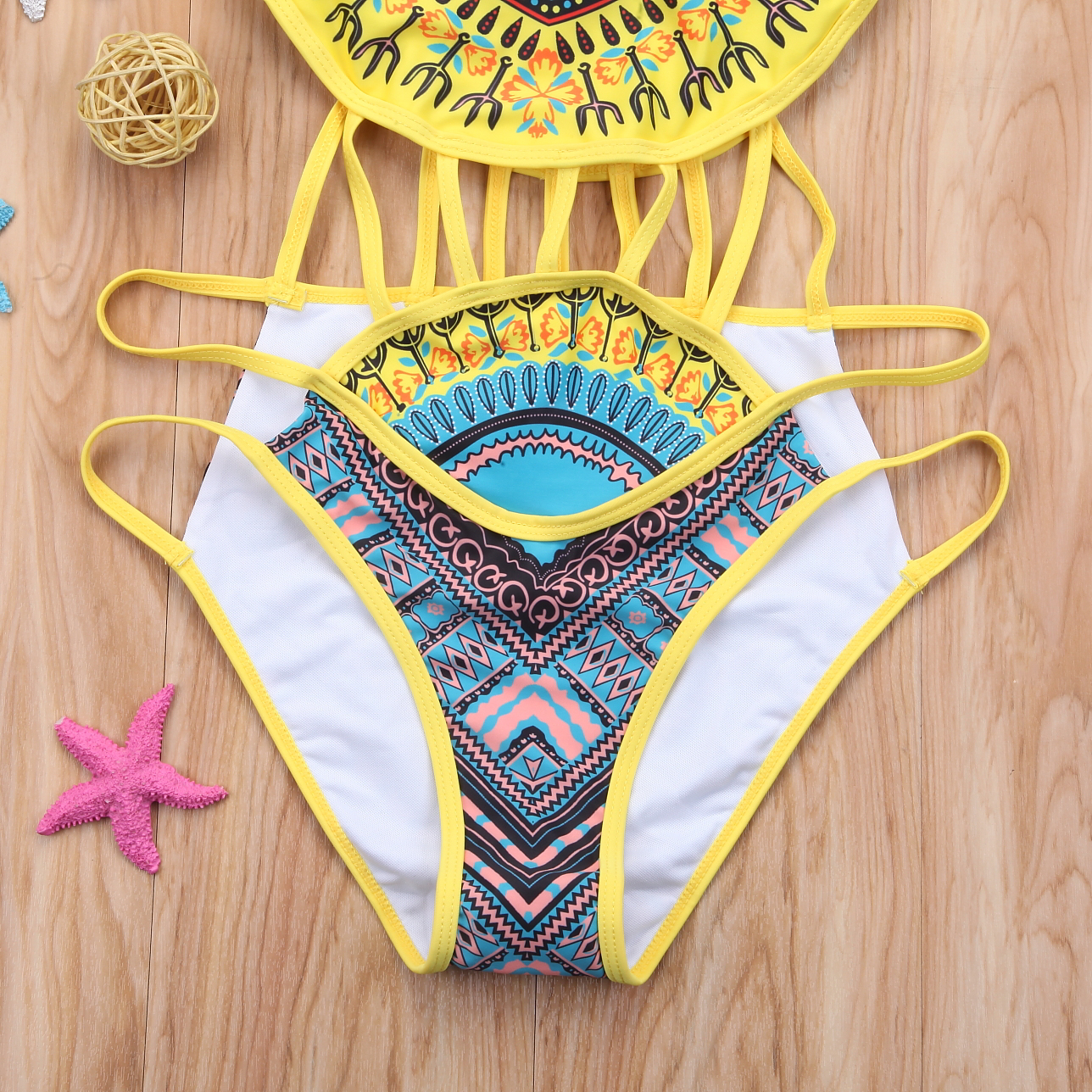 Women Ethnic Floral One-Piece Swimsuit African Bathing Suit High Waist Print Cover Up Bikini Set Vintage Sexy Swimwear Beachwear