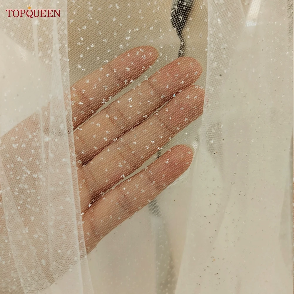 TOPQUEEN V101 Sparking Bridal Veil Glitter Wedding Veil Long 3M/5M Luxury Cathedral Wedding Veil Champagne Colored Wedding Veils