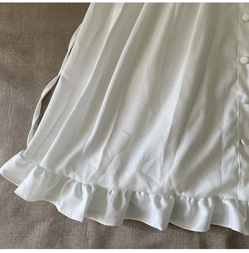 Japanese Sweet Girl Lolita Dress White 2021 Summer Kawaii Peter Pan Collar Cute Ruffle Puff Sleeve Drees Elegant Lady Dresses