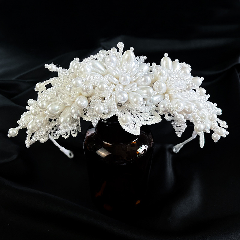Beaded Pearl Hairbands Bridal Tiara Women Headdress Wedding Hair Accessories