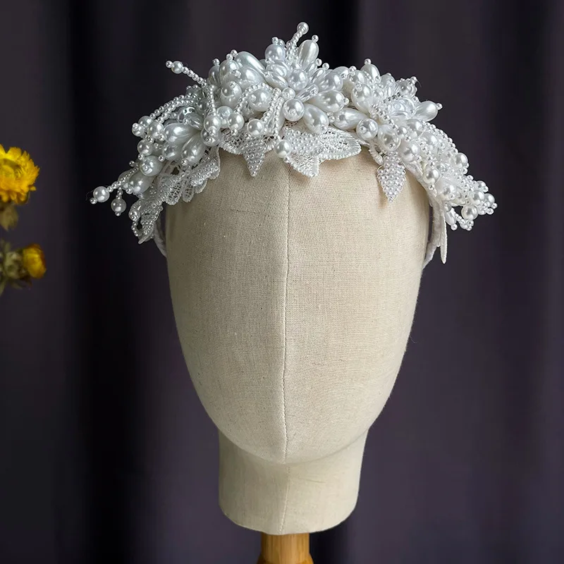 Beaded Pearl Hairbands Bridal Tiara Women Headdress Wedding Hair Accessories